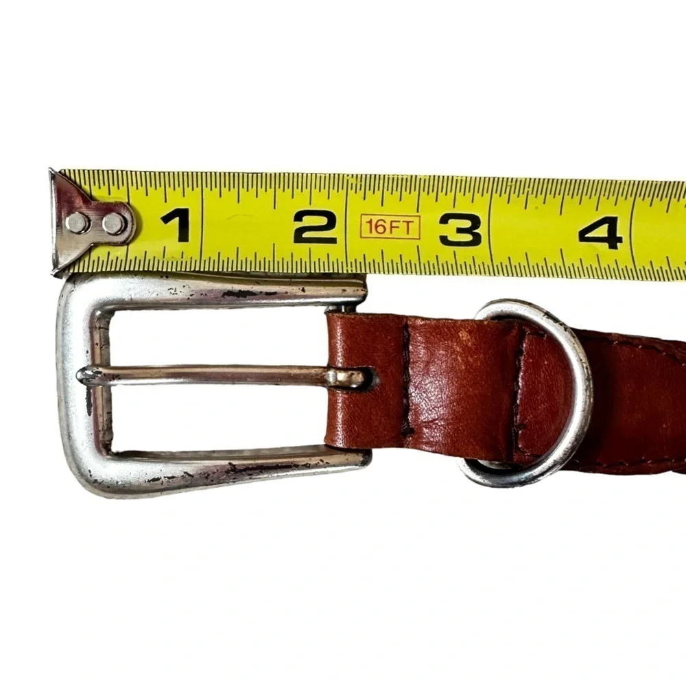 Fossil Skinny Woven Leather Belt with Flower Shaped Silver Studs‎ Size Medium